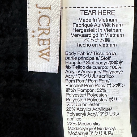 J.Crew Cable Knit Pom-Pom Beanie in Black O/S BU653 - Picture 3 of 4